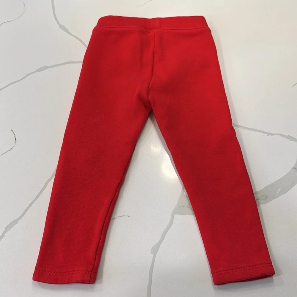 Gap baby red fleece lined leggings gold sparkles size girls 3T ❤️